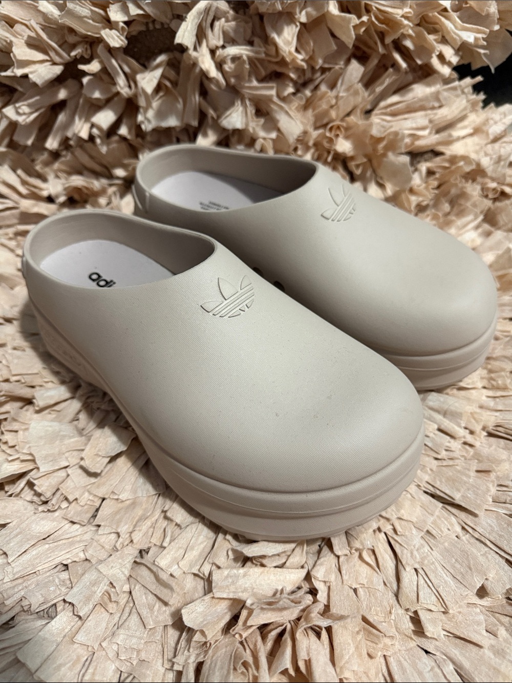Adidas Women's Adifom Stan Smith beige Platform Mule Shoes Sz 9